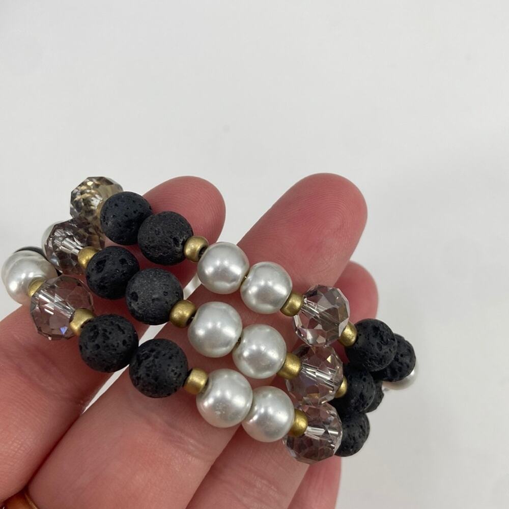 Lava rock wrap beaded bracelet